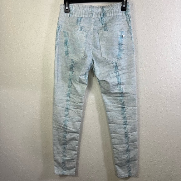 Bevy Flog Shely Aqua Blue 24 snake print high rise Drawstring‎ Women's Pants NWT - Picture 9 of 11